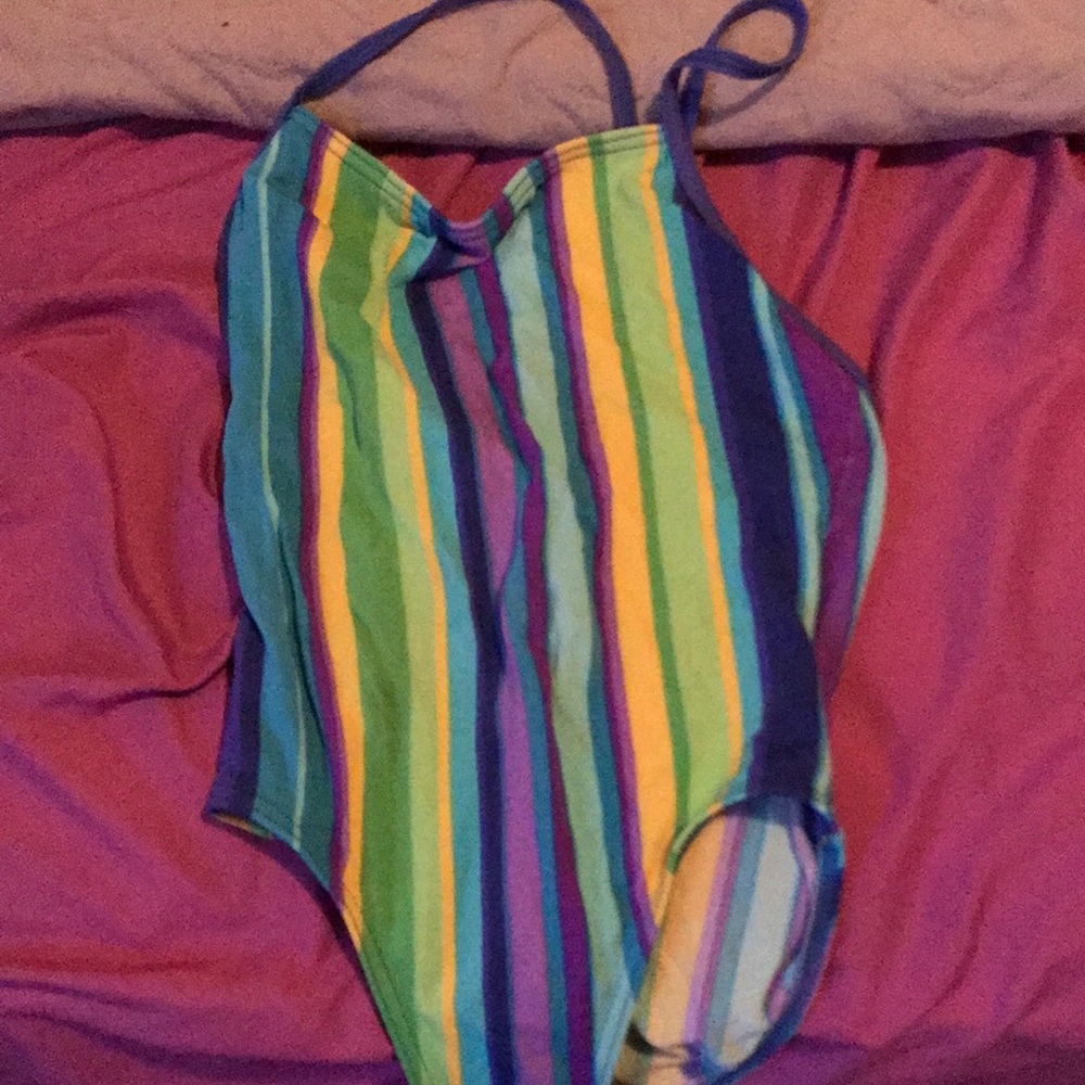 Striped swim suite one piece
